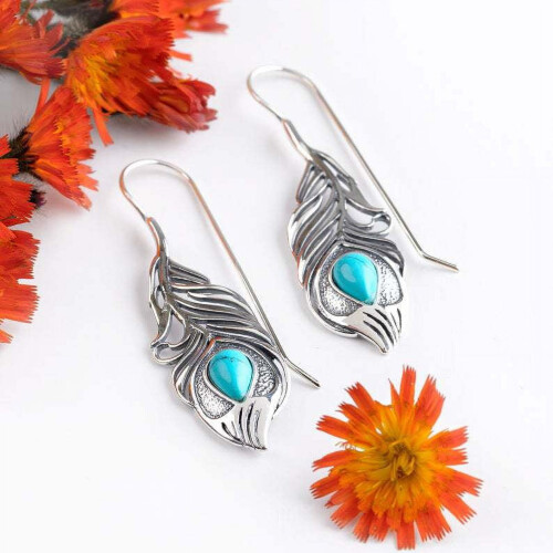 Boho Turquoise Drop Earrings for Women Blue 1