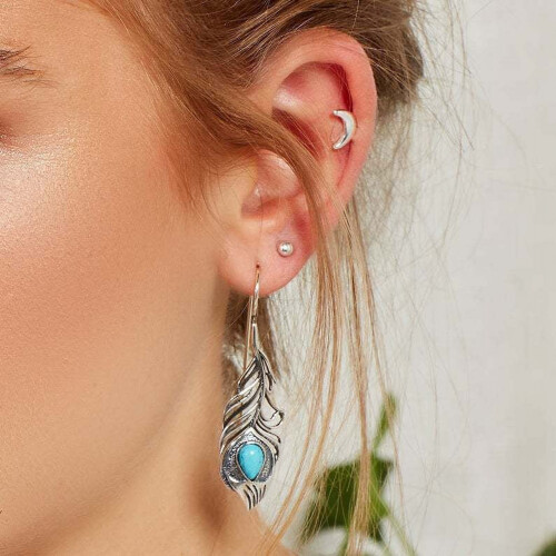 Boho Turquoise Drop Earrings for Women Blue 2
