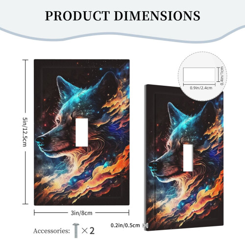 Wolf Galaxy Fire Space Light Switch Cover 1-Gang 1