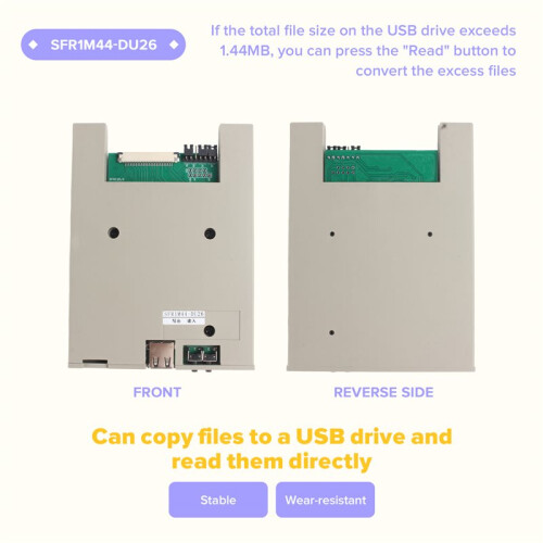 SFR1M44-DU26 1.44MB USB SSD Floppy Drive Emulator Slim USB Reader Floppy Emulator 26-Pin Format-Free USB Flash Drive 2