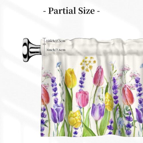 Spring Floral Kitchen Curtain Valance Pink Tulips 2