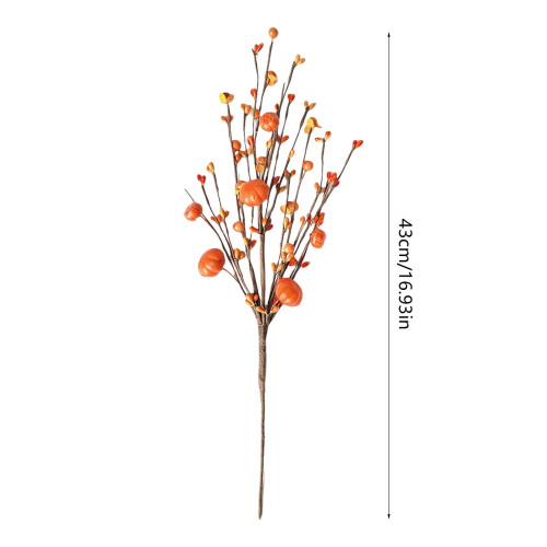17 inch Artificial Fall Berry Stems with Orange Pumpkin 2