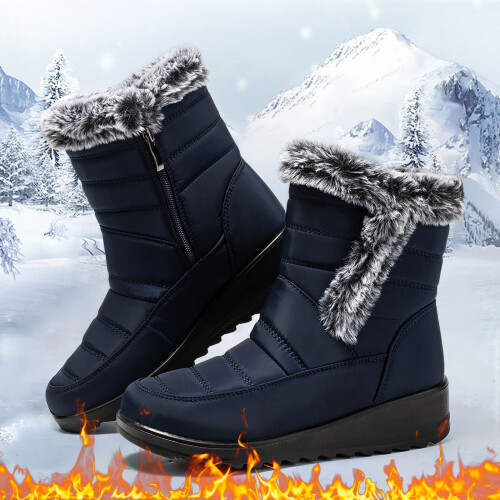 Women's Winter Snow Boots Blue Size 9 1