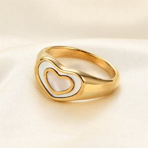 Women's Stainless Steel Shell Double Heart Ring Gold Size 7 1