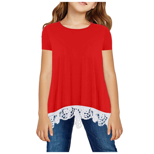 Girls Knotted Tunic Top Red Size 140 1
