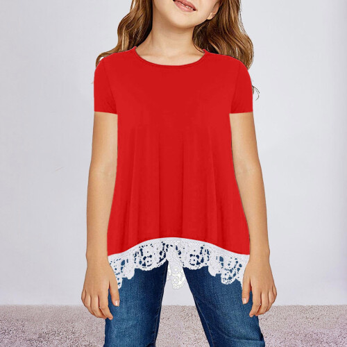 Girls Knotted Tunic Top Red Size 140 2