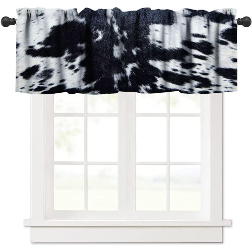 Cowhide valance curtain cow print 1 panel 54x18 in