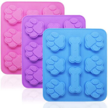 Silicone Puppy Paw and Bone Molds 3 pcs 8-cavity