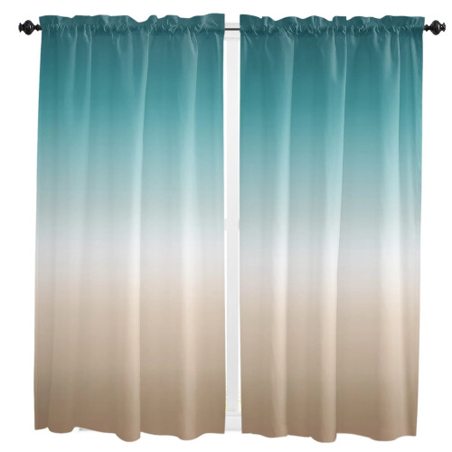 Teal Green Khaki Gradient Curtains 2-Pack
