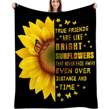Sunflower Butterfly Yellow Blanket 50x60 inches