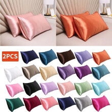 Taies d'oreiller roses en satin imitation soie 51 x 76 cm (2 pièces)