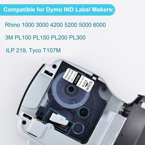 DYMO 18488 Label Tape Black on White 5 Pack 2