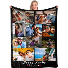 Coperta in pile personalizzata con collage di foto, 50x60 pollici