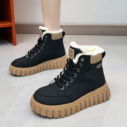 Women's Snow Boots Black Size 8 Breathable Speed Laces 1