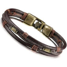Men's Vintage Leather Wristband Brown Rope Bracelet 1 Piece