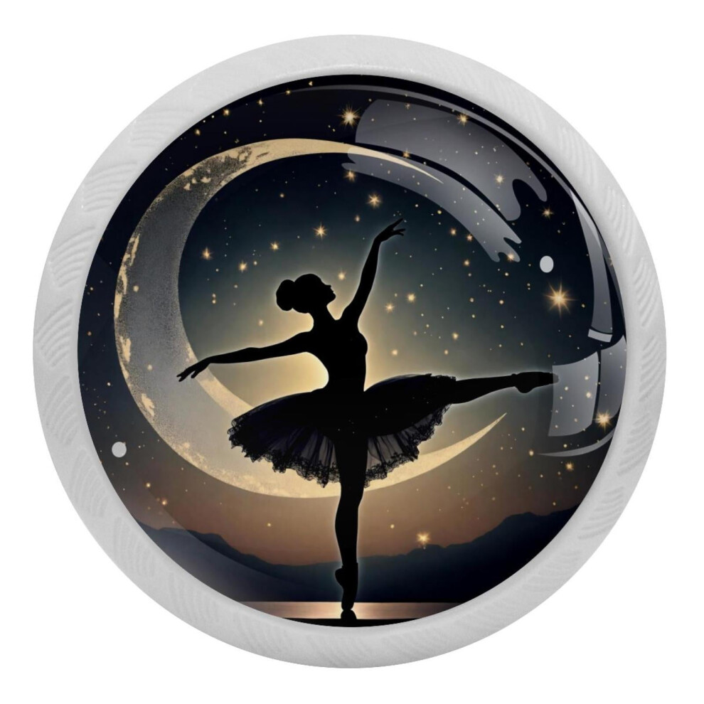 Stars Moon Ballet Silhouette Crystal Glass Cabinet Knobs 4 9377112752969