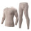 Men's Thermal Long Johns Top and Bottom Set Beige M 3