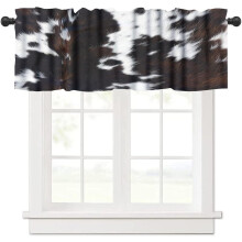 Brown Cowhide Valance Curtain Rod Pocket 54x18 inch