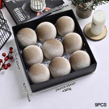 Black Velvet Christmas Ornaments 80mm 9-Pack