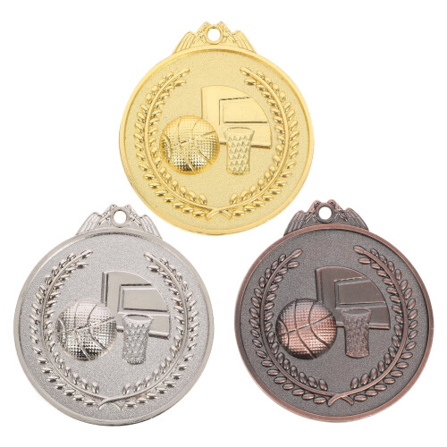 Basketball Competition Award Medals Silver Round 3 pcs