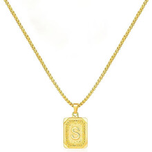 Letter Pendant Necklace Yellow Gold Plated Stainless Steel