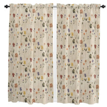 Retro Floral Tile Pattern Curtains with Rod Pocket