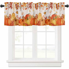 Burnt Orange Pumpkin Valance Rustic Linen 54"x18"