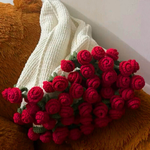 Crochet Kit Beginner Flower Bouquet and Throw Blanket
