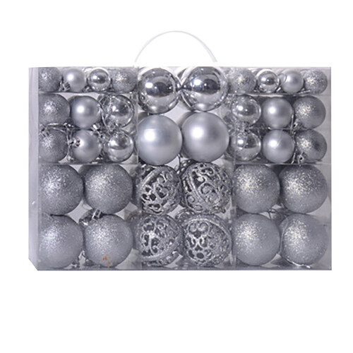 Christmas Balls Shatterproof Plastic 100 Pcs Silver 1