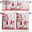 Kitchen Curtain Set Red Pink Heart Gnome Design 3-Piece 1