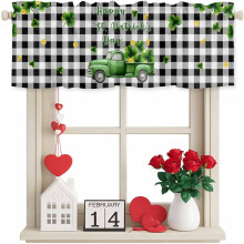 St. Patrick's Day valance green truck shamrocks black