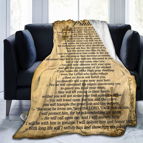 Couverture religieuse Psaume 91, 127 x 102 cm