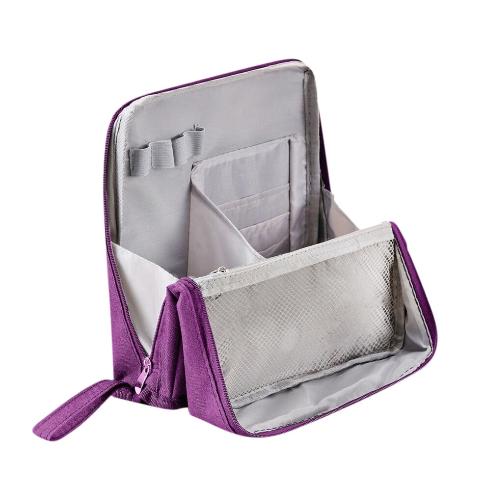 Standing Makeup Bag Purple Large Portable Travel Organizer
