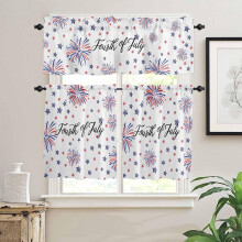 4th of July Kitchen Curtains with Valances Blue Red Stars