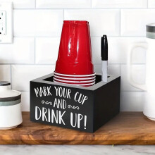 Cup Marker Slot and Drink Dispenser Plastic Organizer for