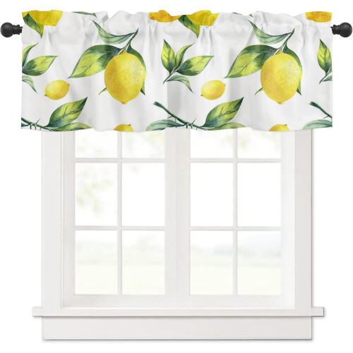 Lemon Tropical Fruit Leaf Kitchen Valance 54x18in Rod