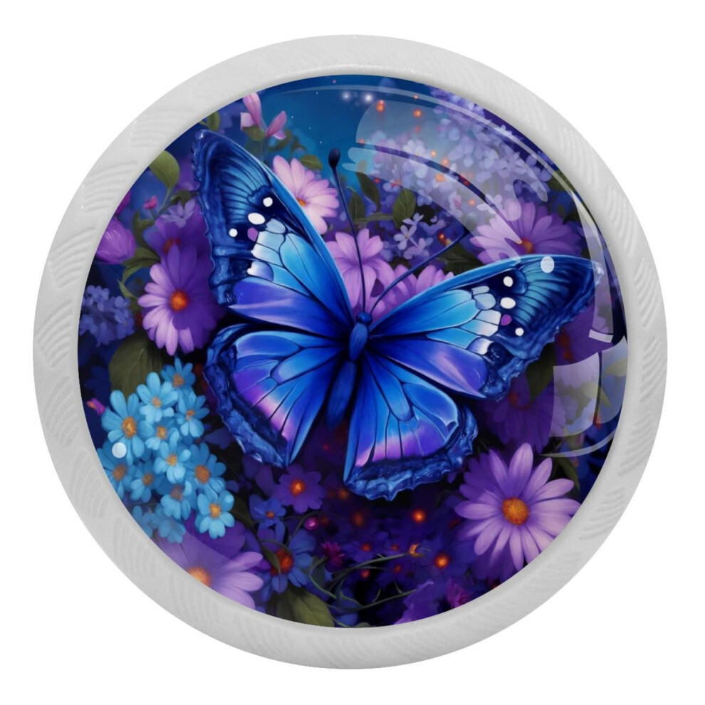 Crystal Glass Cabinet Knobs Blue Butterfly Purple Daisy 4 9377112753515
