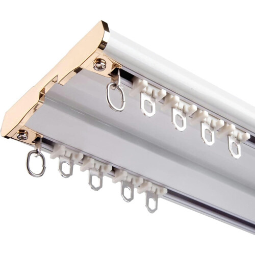 Rail de rideau de plafond double rangée robuste blanc 140 cm