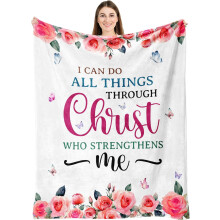 Couverture de prière chrétienne pour femmes avec verset biblique 50x60