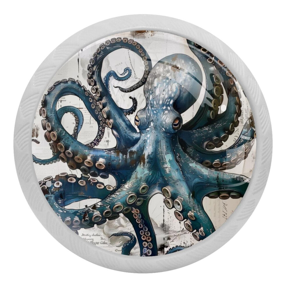 Vintage Octopus Map Cabinet Knobs Crystal Glass 4 Pcs 9377112758312