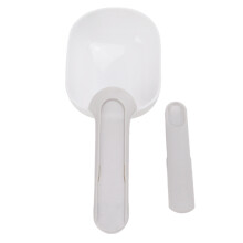 ABS Pet Food Scoop with Clip Handle Ergonomic White Gray