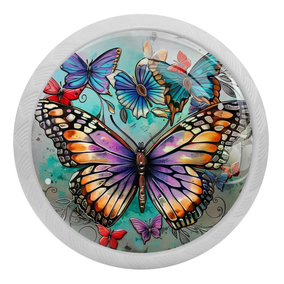 Butterfly Crystal Glass Cabinet Knobs 4 Pcs 9377112757209
