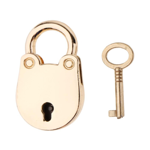 Vintage Padlock Mini Security Lock with Key Light Gold 5 1