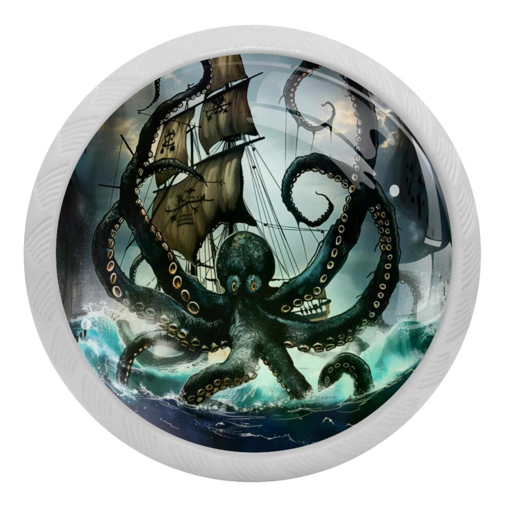 Sea Octopus Cabinet Knobs Crystal Glass 4 Pcs 9377112761077