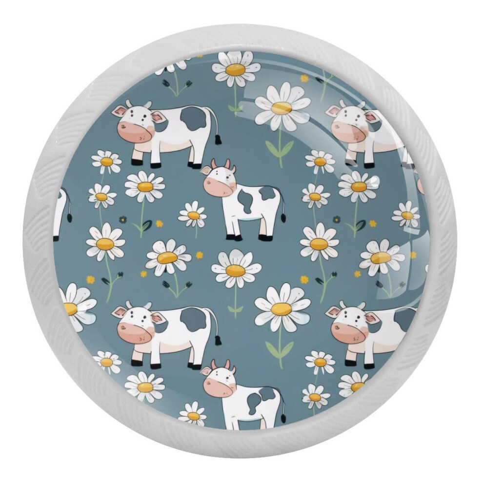 Chamomile And Cows Crystal Glass Cabinet Knobs 4 Pcs 9377112760865