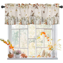 Fall Valance White Pumpkins Maple Leaves Vintage Autumn