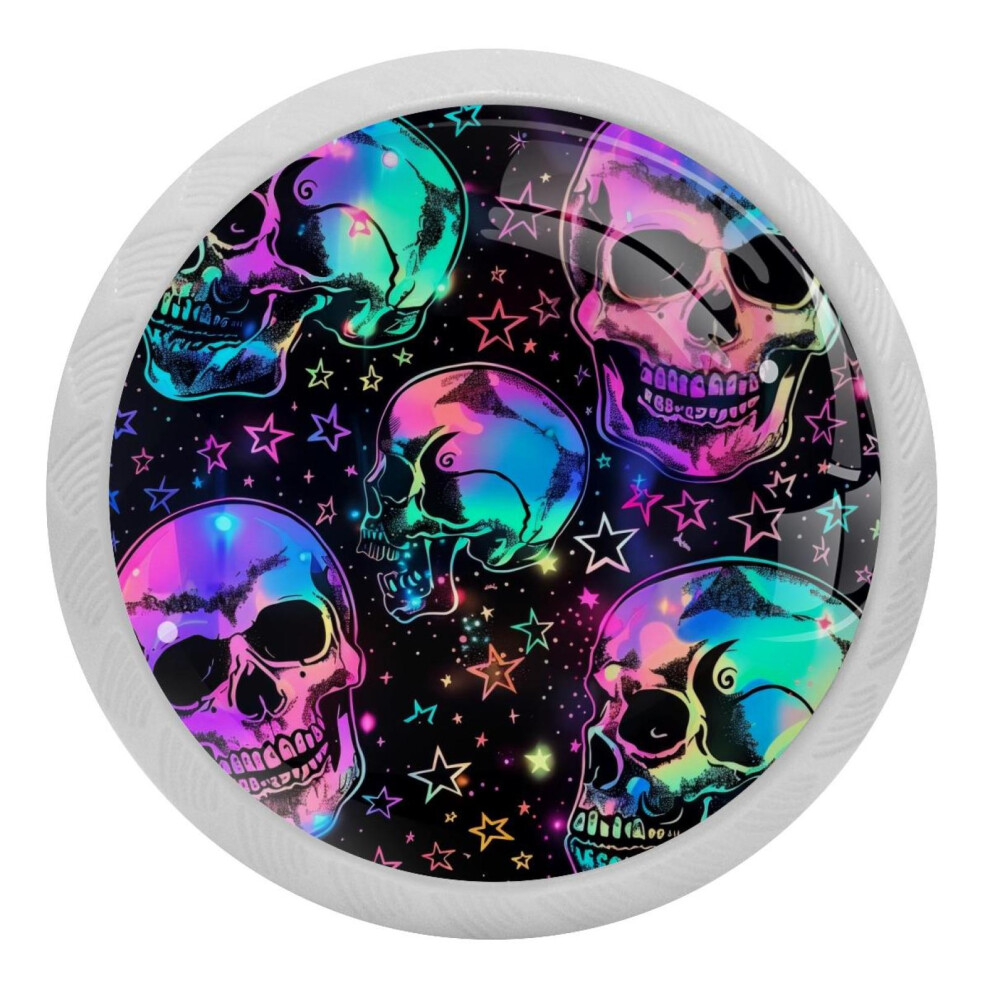Skull Pattern Crystal Glass Cabinet Knobs 4 Pcs 9377112762364