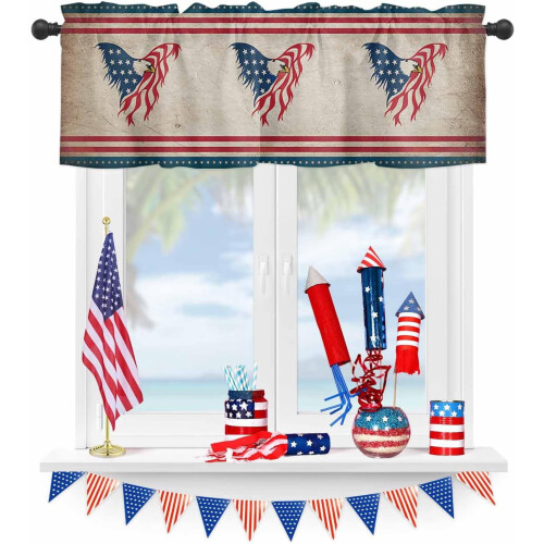 Independence Day Valance Curtains Red Stripe Star Eagle