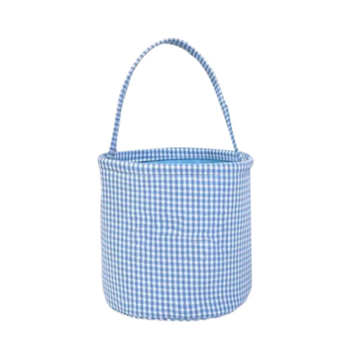 Easter Rabbit Bucket Blue Checkered Newborn Nursery Storage