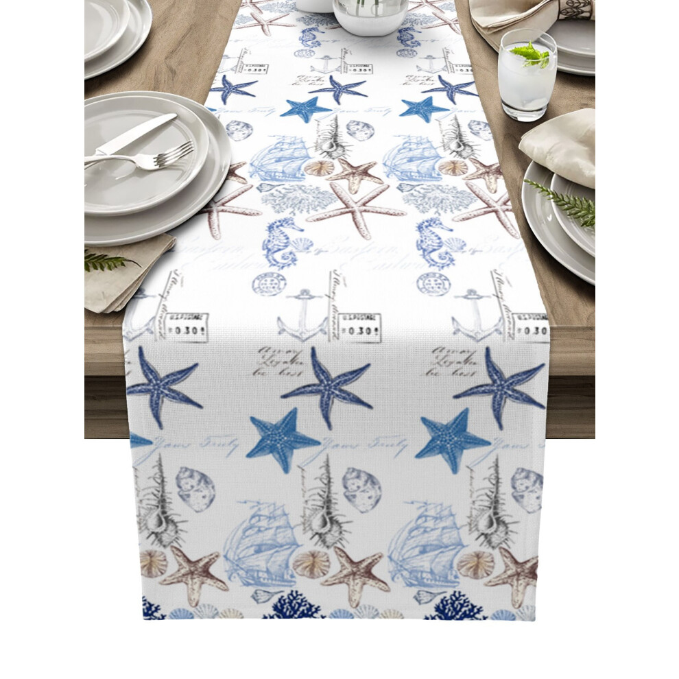 Ocean Theme Table Runner with Nautical Patterns